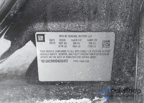 2013 Chevrolet Sonic Ls Auto z USA, uszkodzony, nr VIN 1G1JA5SH9D4232475